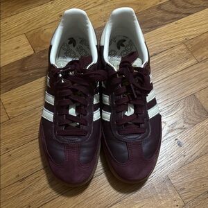 Adidas Men's Deep Burgundy and White Sneakers